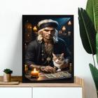 Quadro Cigano Com Gato - Tarot 33x24cm - com vidro