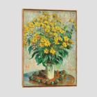 Quadro Claude Monet Jerusalem Artichoke Flowers Tela Moldura Bege 63X42Cm