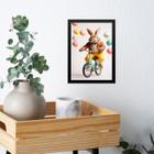 Quadro Coelho Da Páscoa - Bicicleta Balões 45x34cm - com vidro