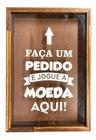 Quadro Cofre Madeira Porta Moedas Decoração De Parede