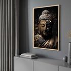 Quadro com Moldura 130x90 Buda Dourado Budda Buddha Vertical Decorativo Grande Sala Quarto Hall