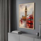 Quadro com Moldura 130x90 Paisagem Vertical Londres Vermelho Pintura Decorativo Grande Sala Quarto Hall