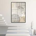 Quadro com Moldura 40x60 Abstrato linhas Bege Cinza Marrom Decorativo Grande Sala Quarto Hall