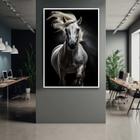 Quadro com Moldura 40x60 Cavalo Branco Luxo Decorativo Grande Sala Quarto Hall