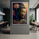 Quadro com Moldura 90x60 Buddha Lottus Buda Decorativo Grande Sala Quarto Hall