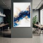 Quadro com Moldura 90x60 Pintura Abstrata em Tons Azul Decorativo Grande Sala Quarto Hall