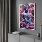 Quadro com Moldura Buda Flores Rosa Buddha Decorativo Grande Sala Quarto Hall