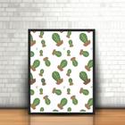 Quadro com Moldura Cactus Cacto Plantas Vasos Flores Desenho