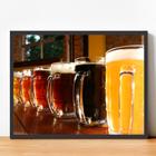 Quadro Com Moldura Cerveja Álcool Espuma Bar Balcão Canecas