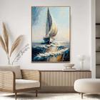 Quadro com Moldura Decorativo Para Sala Quarto Hall Barco Mar Pintura