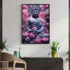 Quadro com Moldura Decorativo Para Sala Quarto Hall Budda Flores Lotus