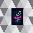 Quadro Copo Cocktail Bar Simulando Neon II 45x34cm - com vidro