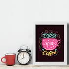 Quadro Cozinha Frase Café Enjoy Coffee 22x32cm Moldura Bran