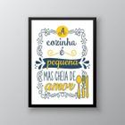 Quadro Cozinha Pequena Amarelo E ul 24X18Cm - Com Vidro