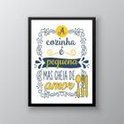 Quadro Cozinha Pequena AmareloEAzul 24x18cm - com vidro