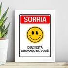 Quadro Cristão Sorria - Jesus Te Ama 24X18Cm - Com Vidro