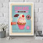 Quadro Cupcake - Rosa e Azul 33x24cm