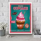 Quadro Cupcake - Rosa e Turquesa 45x34cm - com vidro