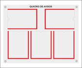 Quadro De Aviso Gestão Com 5 Displays A4 Acrílico 1 Vermelho