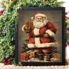 Quadro De Natal Papai Noel Vintage 45X34Cm - Com Vidro