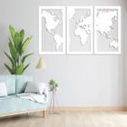 Quadro Decoração Vado Mapa Mundi Mdf 6Mm Branco 100X60 Cm