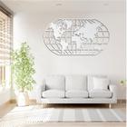 Quadro Decoração Vazado Mapa Mundi WORLD UNO BRANCO 70X37 CM