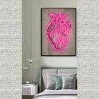 Quadro decorativo 1 peça 40x60 3mm coração rosa neon decoração para casa sala quarto