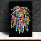 quadro decorativo 1 peça leão rastafari colorido decoração