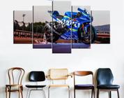 Quadro Tela Canvas Motos Corrida Preto Sport 75x50cm - Deliquadros