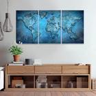 Quadro Decorativo 120x60 Mapa Mundi Azul Abstrato Quarto