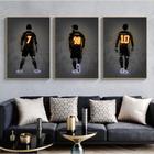 Quadro decorativo 3 peças 40x60 moda moderna abstrata neon futebol Neymar Ronaldo Messi meninos