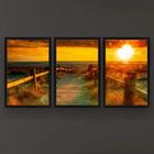 Quadro decorativo 3 peças Caminho Pôr Do Sol "