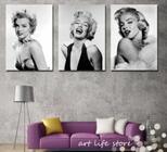 Quadro Decorativo 3 Telas Marilyn Monroe"