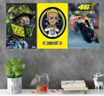 Quadro Decorativo 3 Telas the Doctor Moto De Corrida"