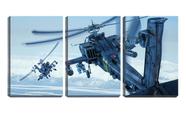 Quadro Decorativo 30x66 helicópteros de combate no céu