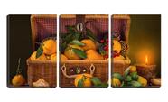 Quadro Decorativo 30x66 mala de vime com tangerinas