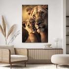 Quadro Decorativo 40x60 Para Sala Quarto Hall Leoa com Filhote Savana