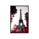 Quadro decorativo 40x60cm vidro torre eiffel folhas vermelhas ct005