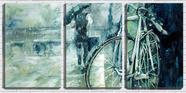 Quadro Decorativo 45x96 bicicleta na árvore arte aquarela