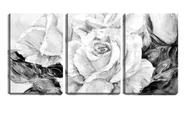 Quadro Decorativo 45x96 flor arte com massa pb