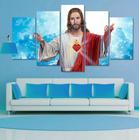 quadro decorativo 5 telas Jesus Cristo Coraçao"