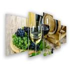 quadro decorativo 5 telas uvas e vinhos"