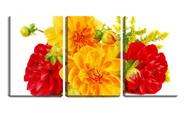 Quadro Decorativo 55x110 flores amarelas e vermelhas