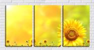 Quadro Decorativo 55x110 grande girassol fundo amarelo