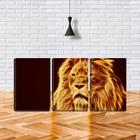 Quadro Decorativo 55x110 leão de linhas de neon fundo preto