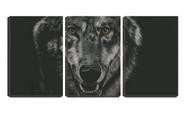 Quadro Decorativo 68x126 lobo de boca aberta arte desenho