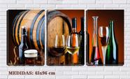 Quadro Decorativo 68x126 taças barril e garrafas de vinho