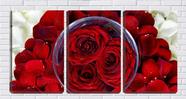 Quadro Decorativo 80x140 pétalas e rosas na tigela
