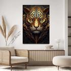 Quadro Decorativo 90x60 Para Sala Quarto Hall Tigre Dourado