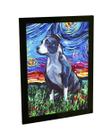 Quadro Decorativo A3 Cachorro Pitbull Noite Estrelada Van Gogh